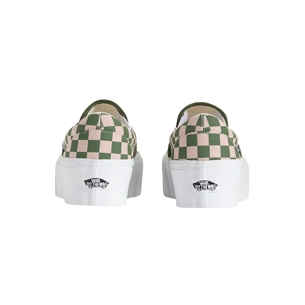 Vans Classic Slip-On Checkerboard Platform Shoe Pine Forest Green
