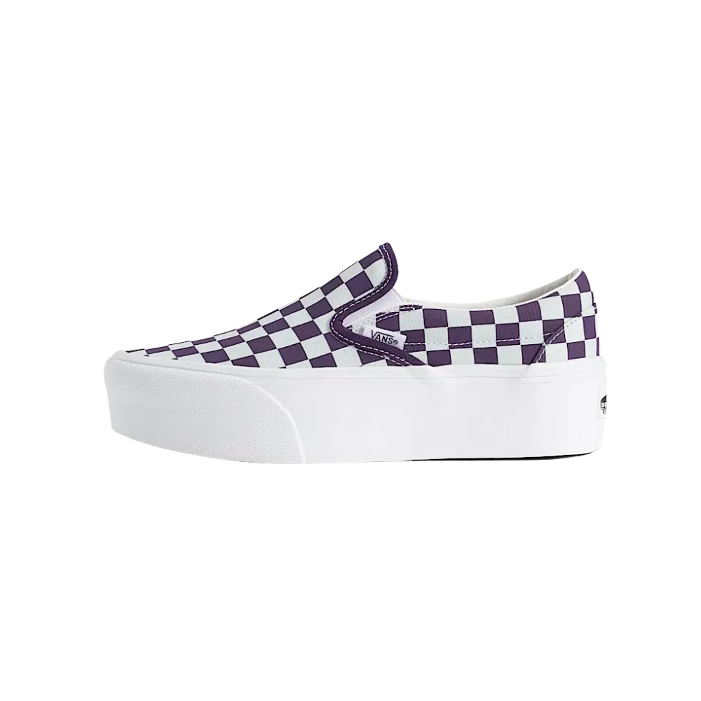 Vans Classic Slip-On Checkerboard Platform Shoe Gothic Grape Purple
