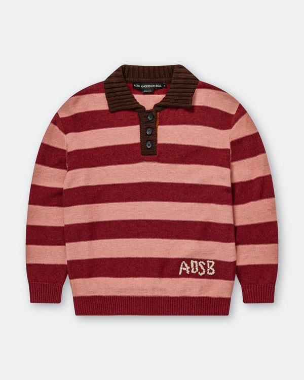 Andersson Bell Andersson Bell Loose-Fit Stripe Collar Sweater - Pink/Red White