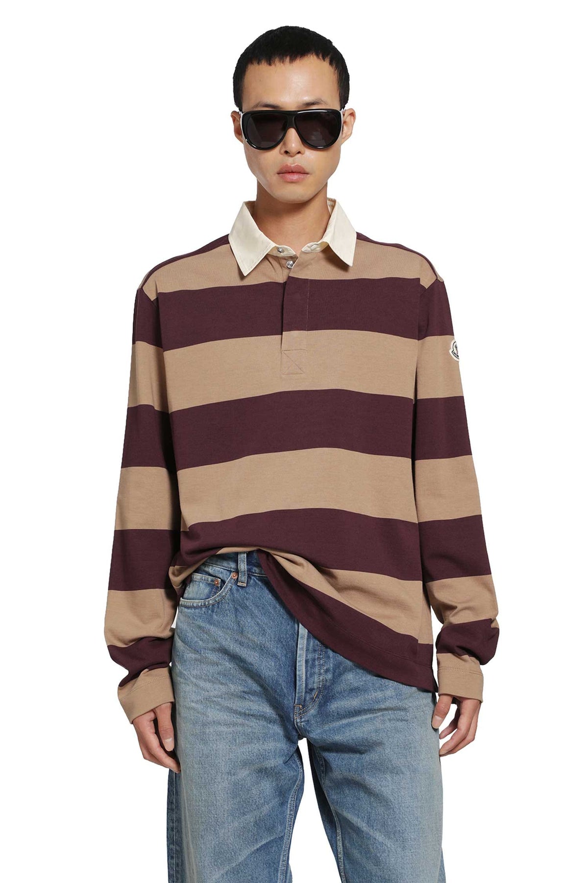 Moncler Moncler Striped Cotton Long Sleeve Polo Shirt