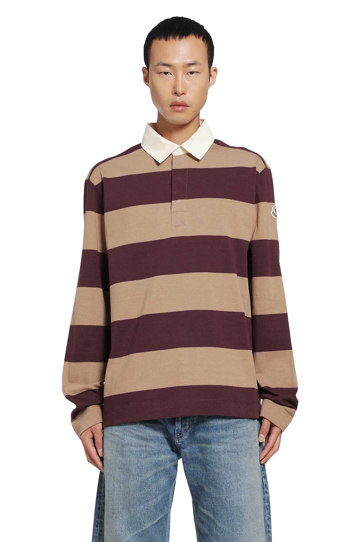 Moncler Moncler Striped Cotton Long Sleeve Polo Shirt