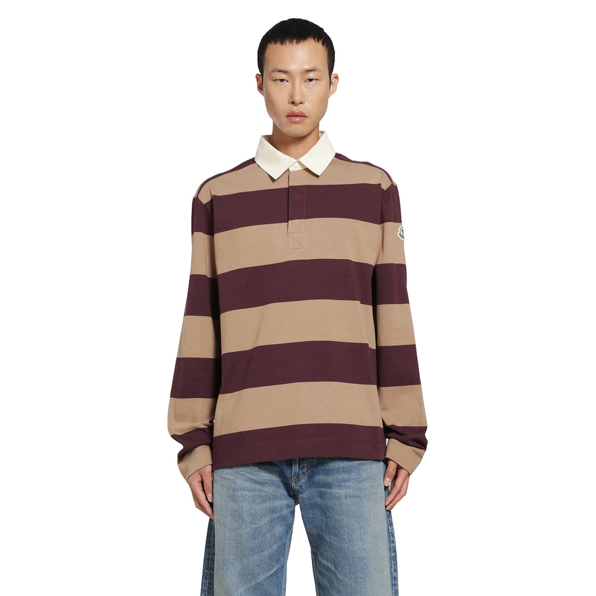 Moncler Moncler Striped Cotton Long Sleeve Polo Shirt