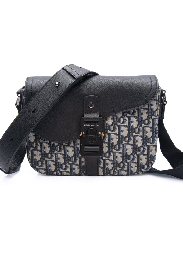 Dior Dior Beige And Black Dior Oblique Jacquard Small Saddle Messenger Bag With Flap