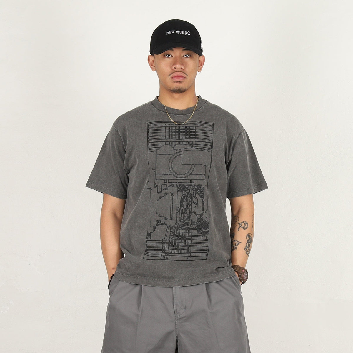 Cav Empt Cav Empt Overdye Md The Camera T-Shirt - Charcoal