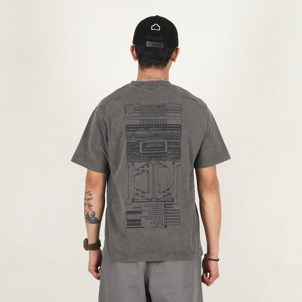 Cav Empt Cav Empt Overdye Md The Camera T-Shirt - Charcoal
