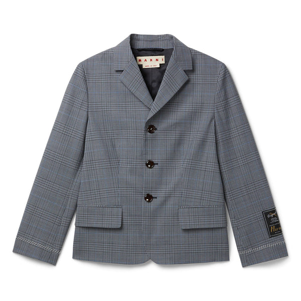 Marni Marni Prince Of Wales Wool Check Cropped Jacket (Truffle)