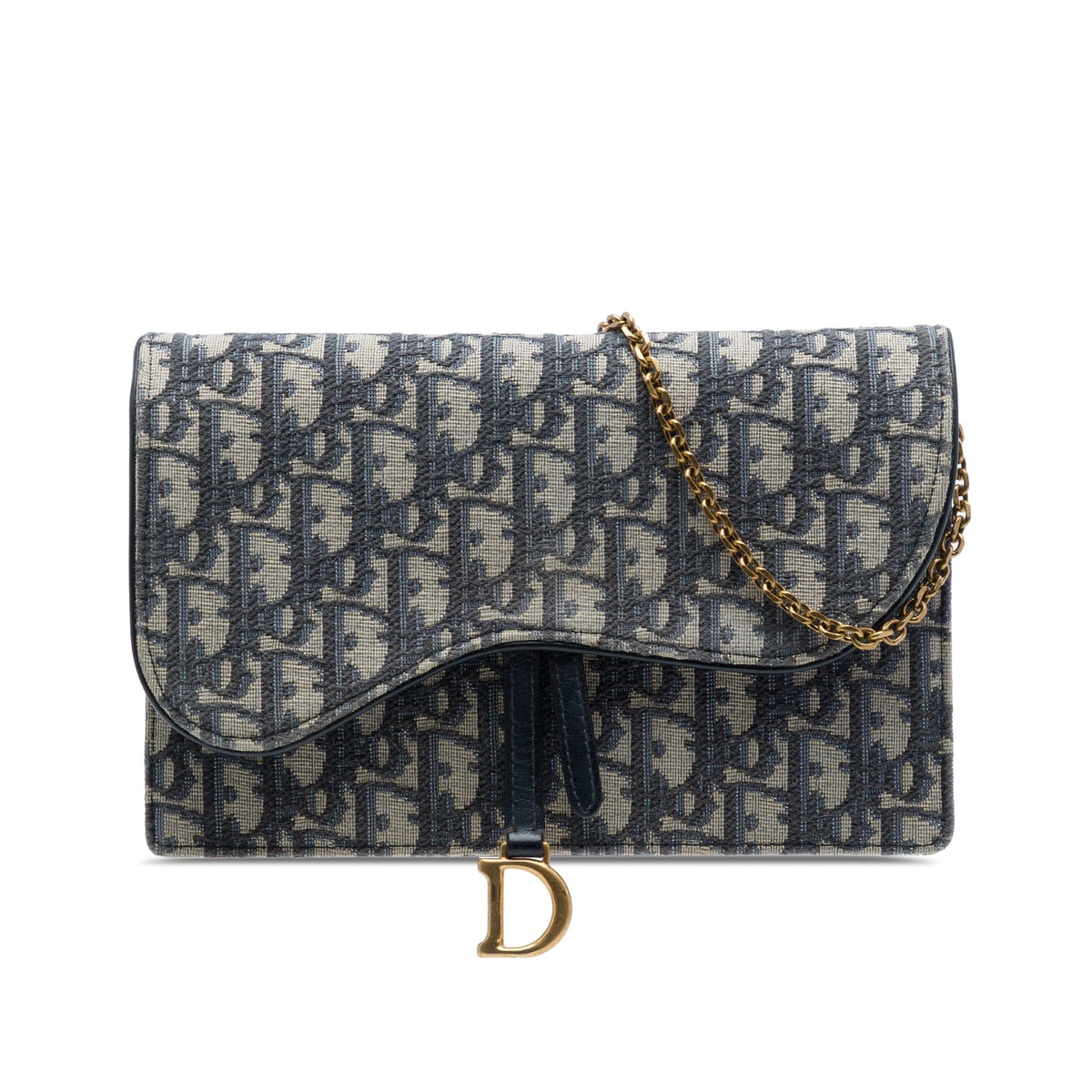 Dior Dior Oblique Canvas Saddle Pouch Wallet On Chain