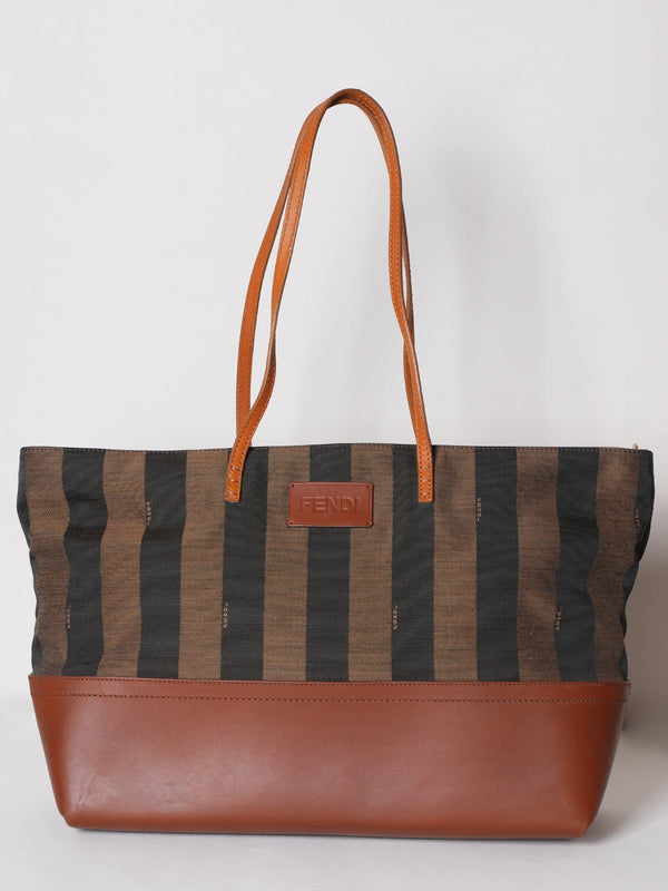 Fendi Fendi Pequin Horizontal Zip Tote Bag