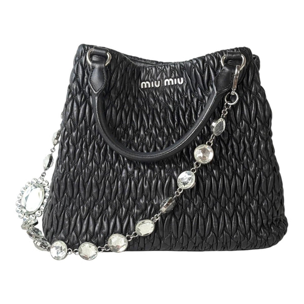 Miu Miu Miu Miu Miumiu Black Crystal Tote Bag