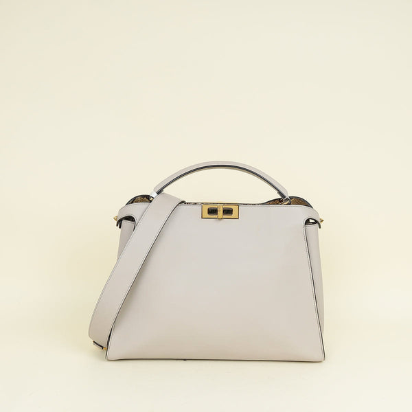 Fendi Fendi Gray Powder Peekaboo Iconic Essentially Satchel Large Bag
