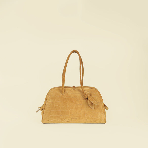 Jacquemus Jacquemus Beige Le Turismo Medium Suede Croco Embossed Tote Bag