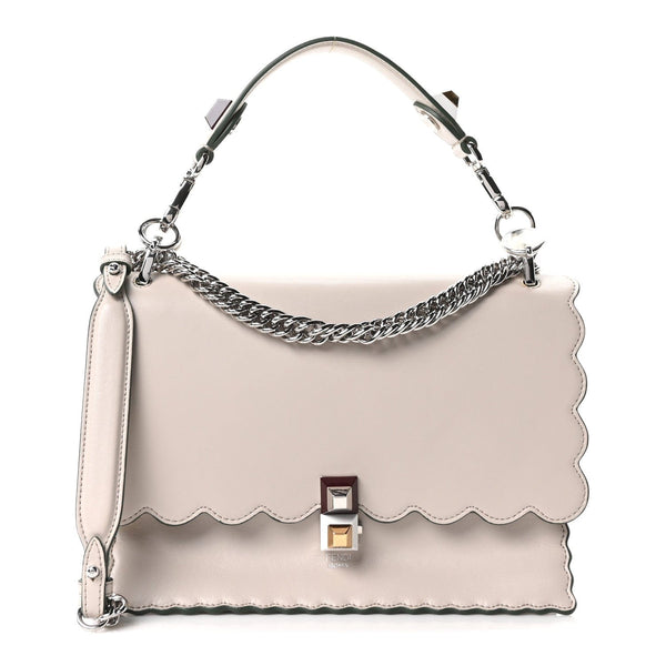 Fendi Fendi Vitello Liberty Scalloped Studded Kan I Shoulder Bag Grigio Polvere