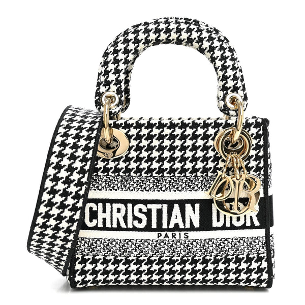 Christian Dior Christian Dior Canvas Houndstooth Embroidered Mini Lady D - Lite Black White