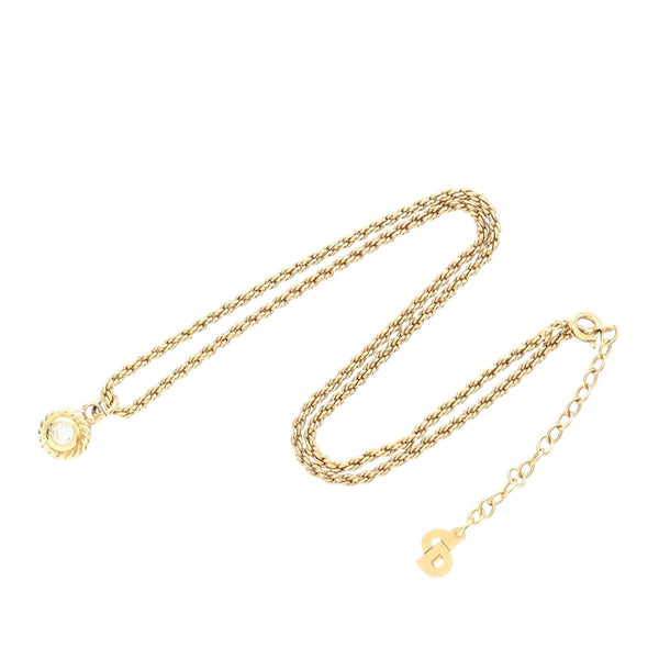 Dior Dior Gold Plated Strass Round Pendant Necklace