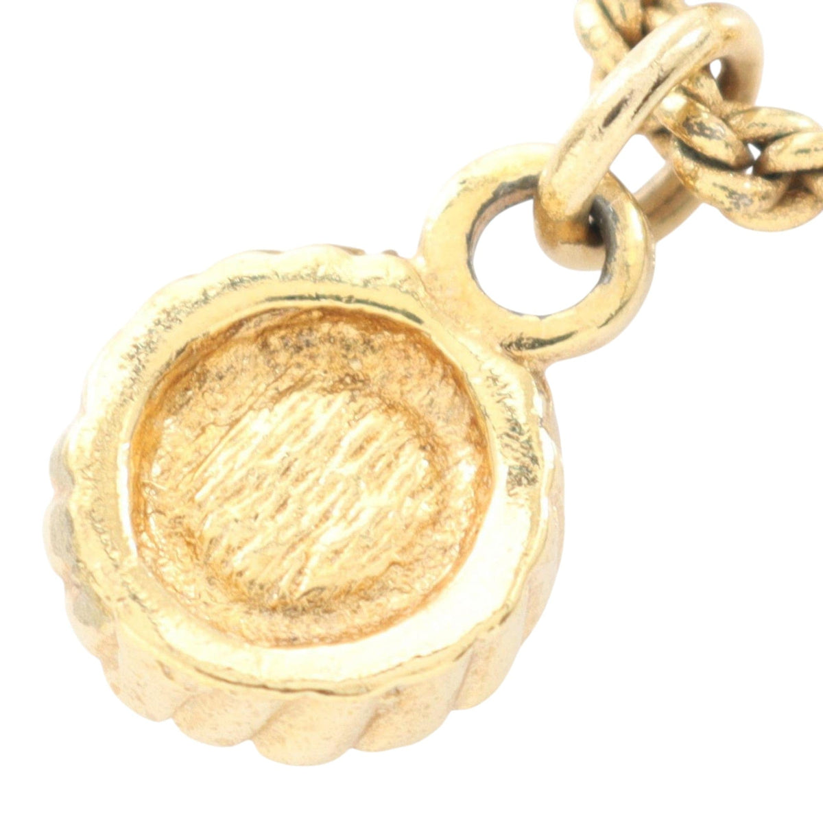 Dior Dior Gold Plated Strass Round Pendant Necklace