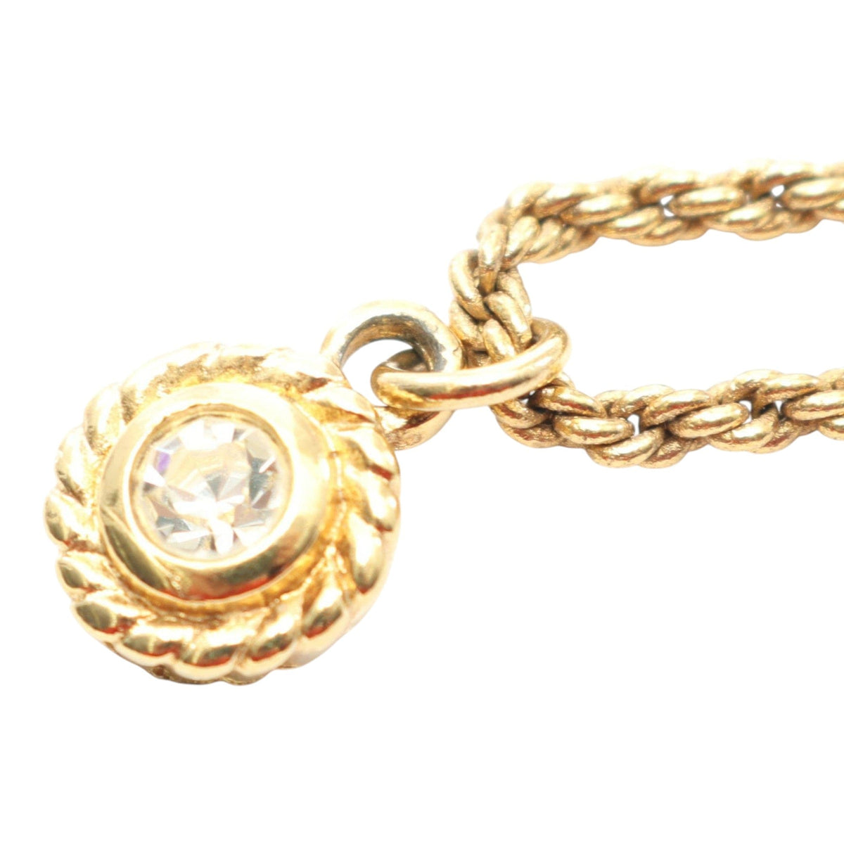 Dior Dior Gold Plated Strass Round Pendant Necklace