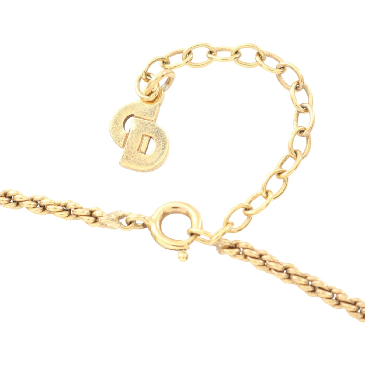Dior Dior Gold Plated Strass Round Pendant Necklace