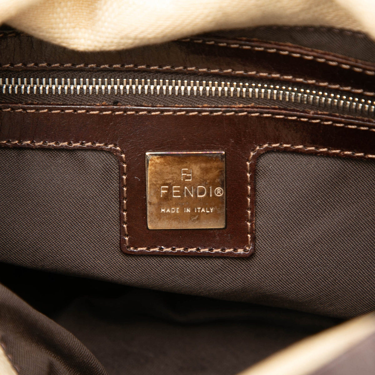 Fendi Fendi Zucca Canvas Double Flap Shoulder Bag