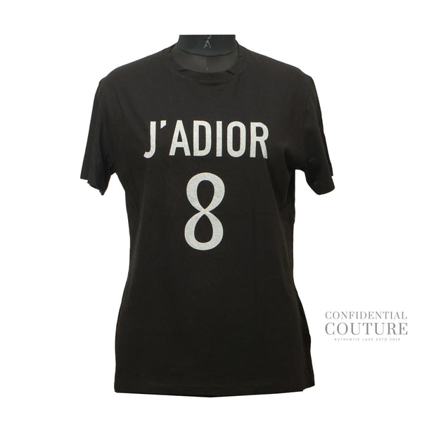 Christian Dior Christian Dior Black J'adior 8 Printed Cotton Knit T - Shirt | L