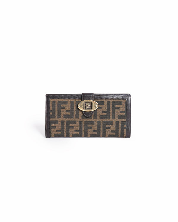 Fendi Fendi Tobacco Zucca Continental Wallet In Canvas & Leather