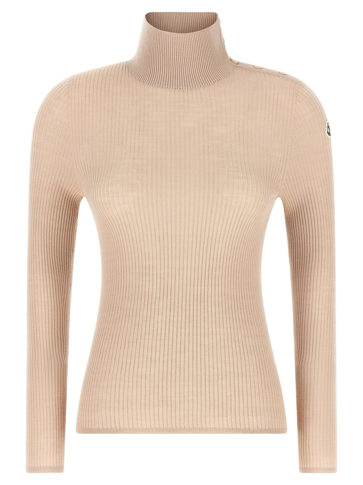 Moncler Moncler Ribbed Merino Wool Turtleneck Sweater — Beige