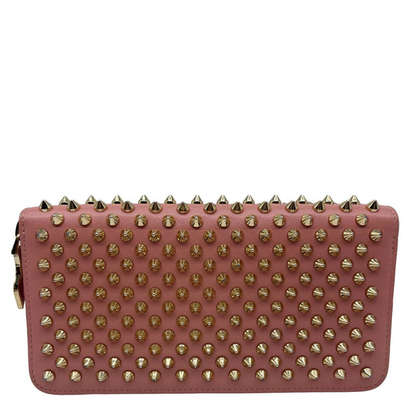 Christian Louboutin Christian Louboutin Panettone Spikes Leather Zip Around Wallet Light Pink