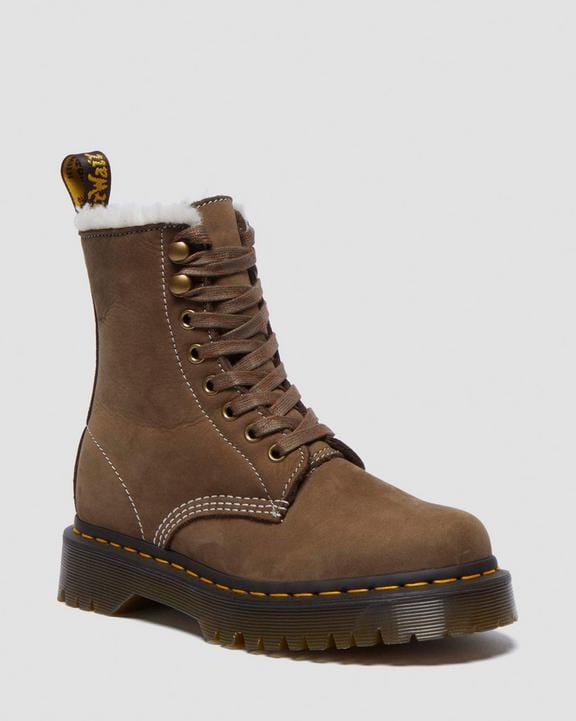 Dr. Martens Dr. Martens Dr Martens Women's 1460 Bex Faux Fur Lined Lace Up Boots - Khaki