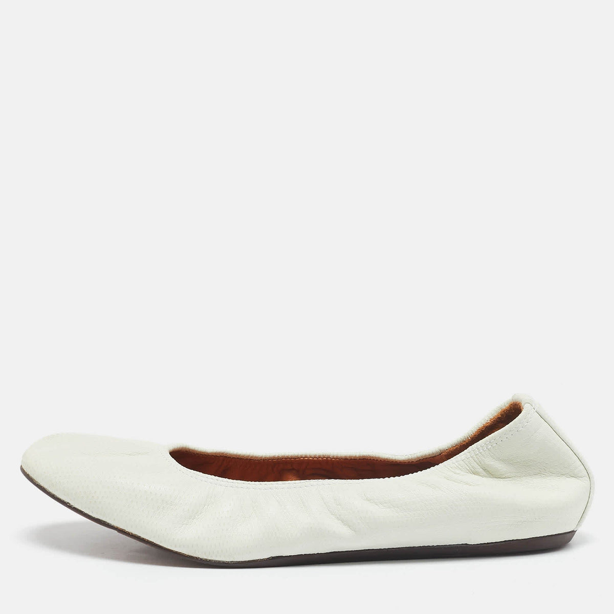 Lanvin Lanvin White Leather Scrunch Ballet Flats