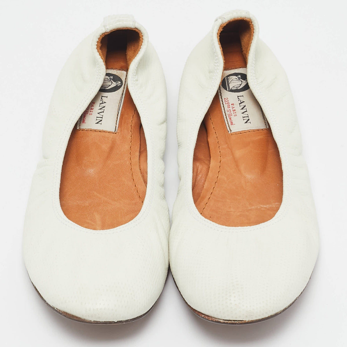 Lanvin Lanvin White Leather Scrunch Ballet Flats