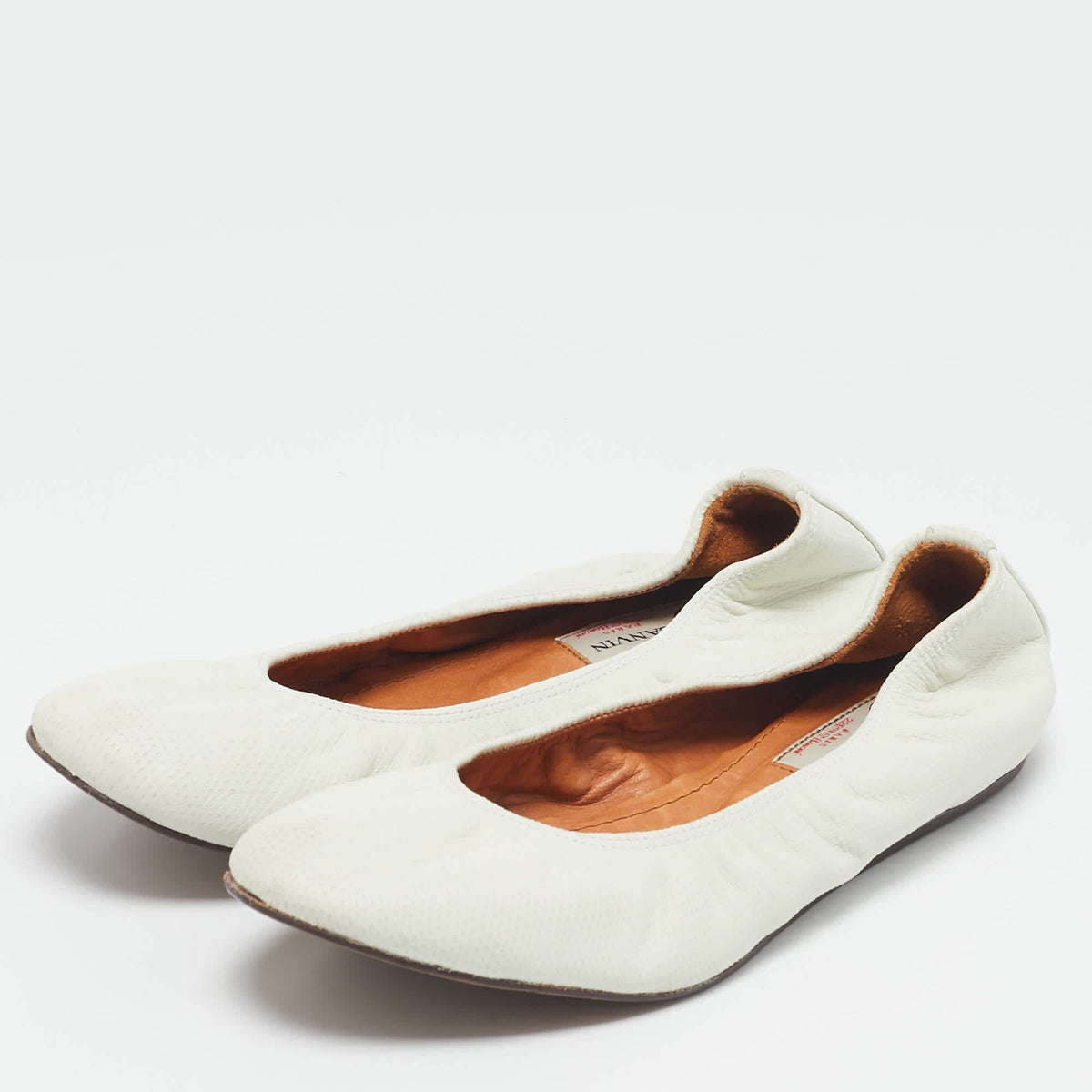 Lanvin Lanvin White Leather Scrunch Ballet Flats