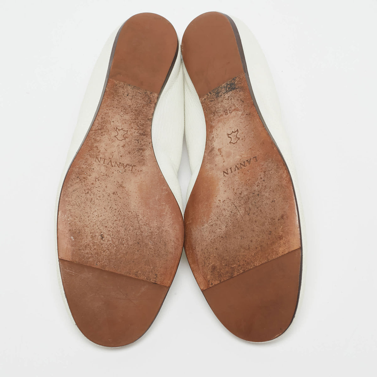 Lanvin Lanvin White Leather Scrunch Ballet Flats