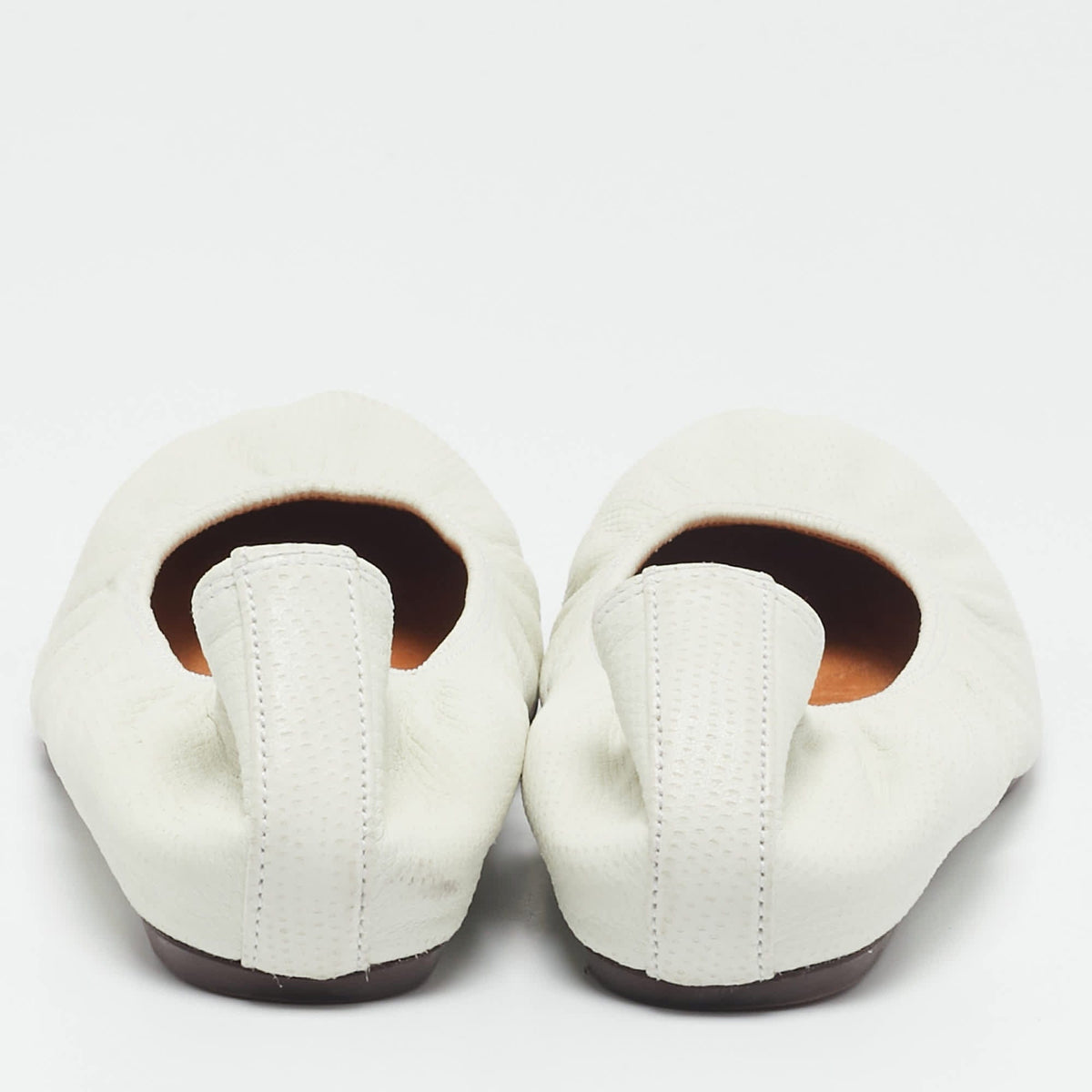 Lanvin Lanvin White Leather Scrunch Ballet Flats
