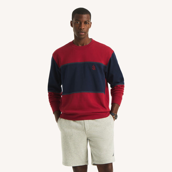 Nautica Nautica Mens Relaxed Fit Vintage Colorblock Sweatshirt