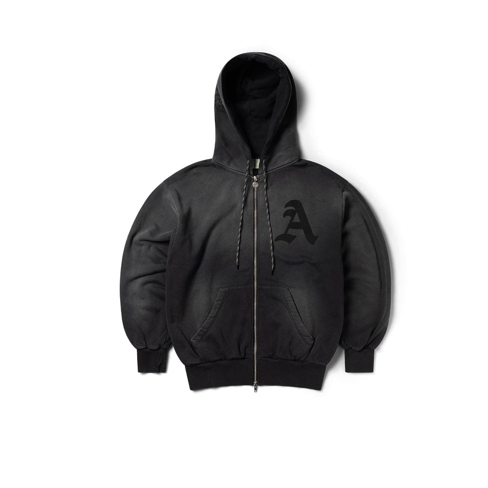 Aries Aries Aged Gothic Zip Through Hoodie - Black