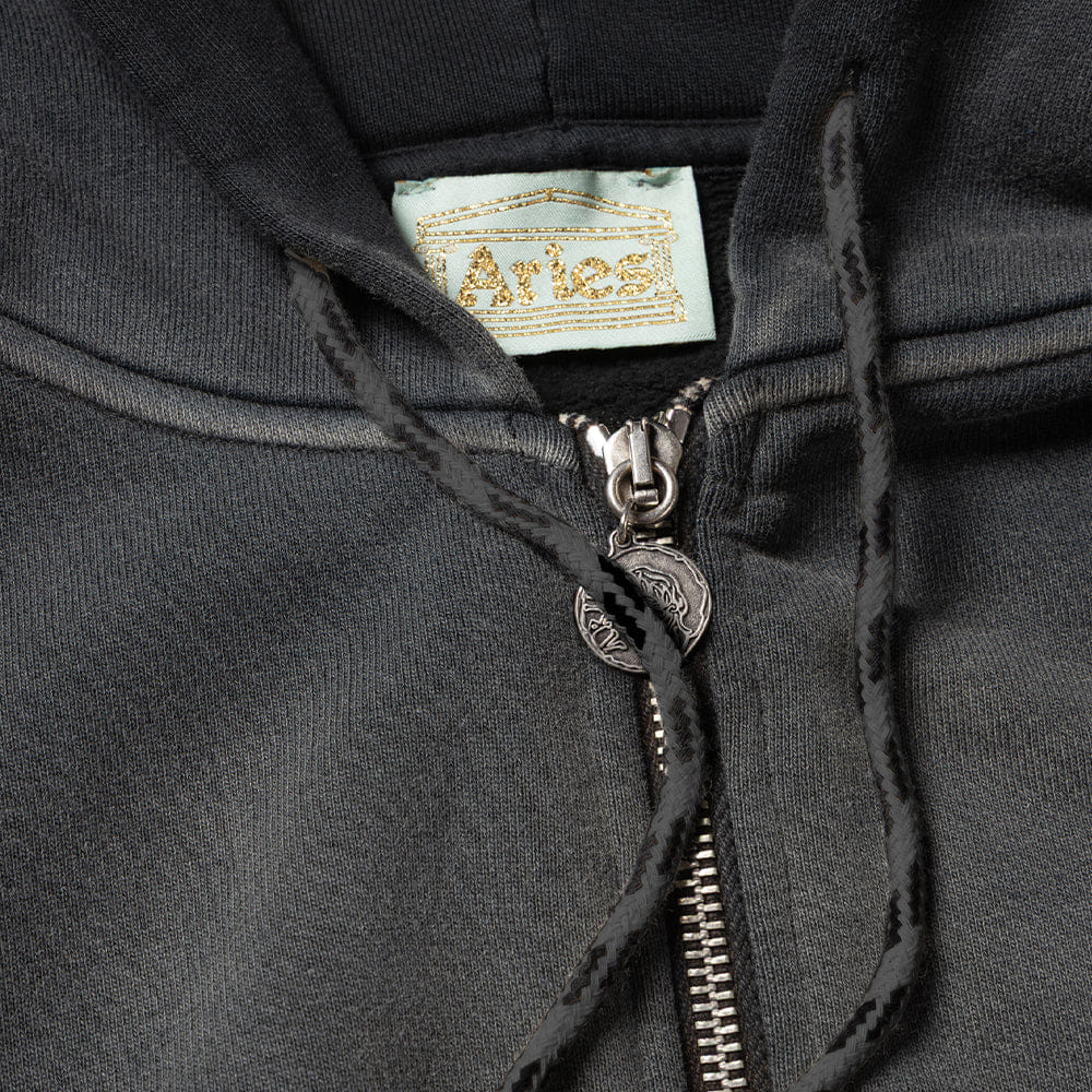 Aries Aries Aged Gothic Zip Through Hoodie - Black