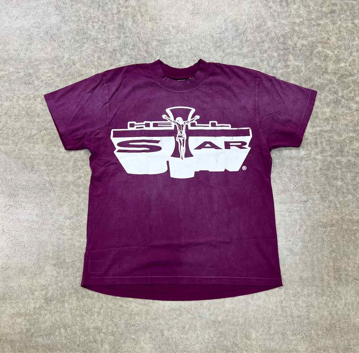 Hellstar Hellstar T - Shirt Jesus Burgundy New Size L