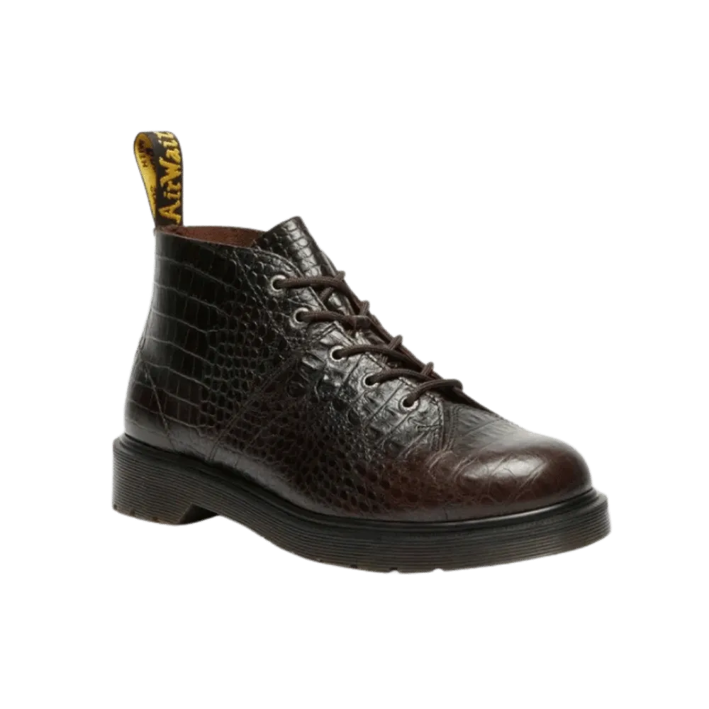 Dr Martens Church Crocodile Analine Leather Ankle Boots Dark Brown