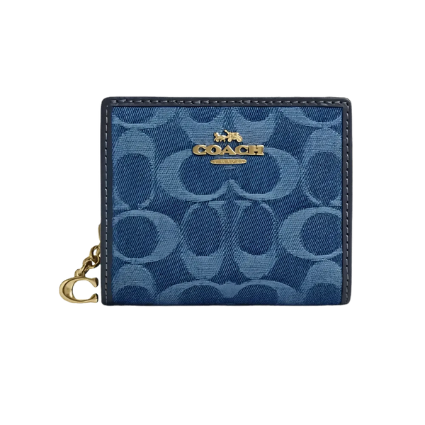 Coach Snap Wallet In Signature Denim Indigo