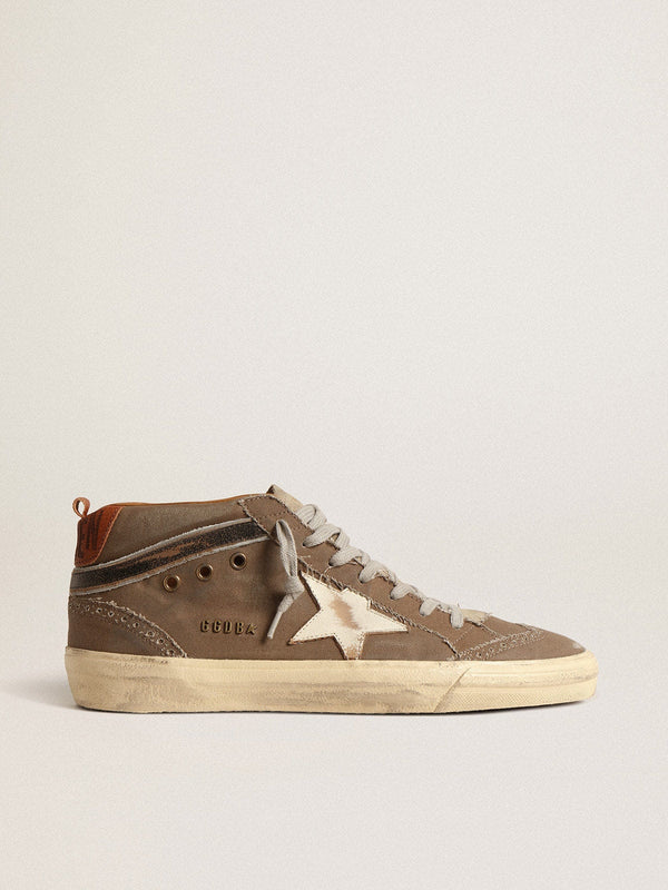 Golden Goose Golden Goose Mid Star In Green Canvas With Leather Star And Black Flash Mens