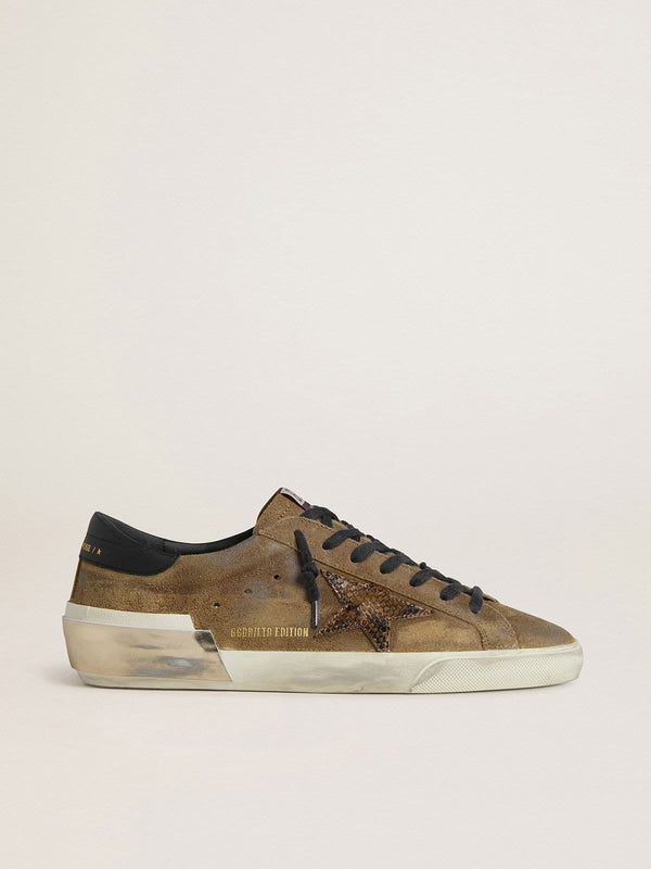 Golden Goose Golden Goose Mens Super-Star Ltd In Waxed Suede With Python-Print Star And Nappa Leather Heel Tab Mens