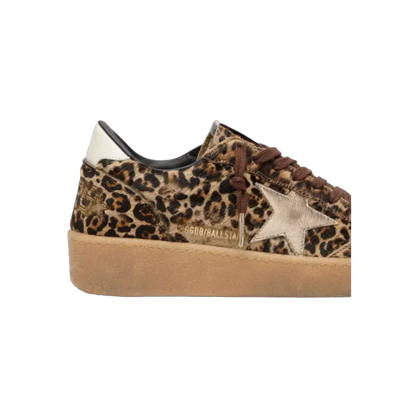 Golden Goose Golden Goose Ball Star In Leopard-Print Pony Skin With Platinum Leather Star