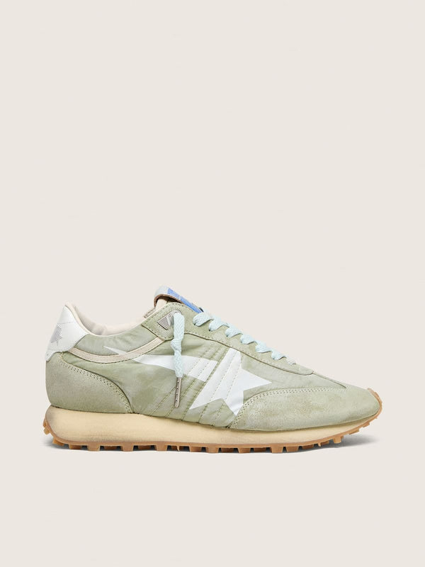 Golden Goose Golden Goose Womens Marathon In Sage-Green Nylon With White Star Womens