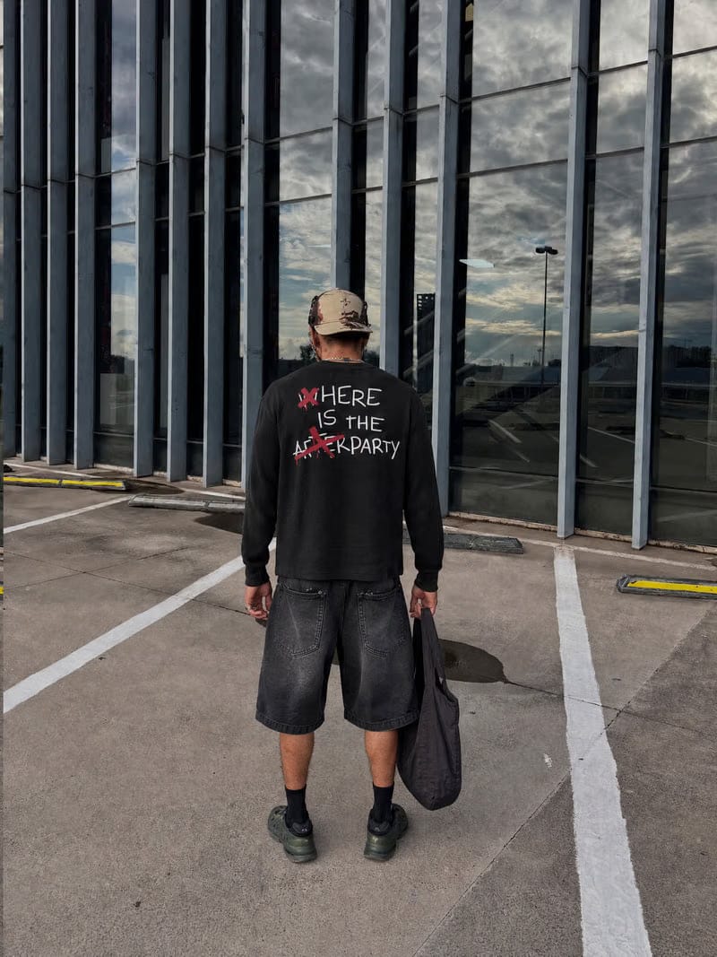 Forfksake Forfksake Afterparty Scenes Waffle Long Sleeve Black