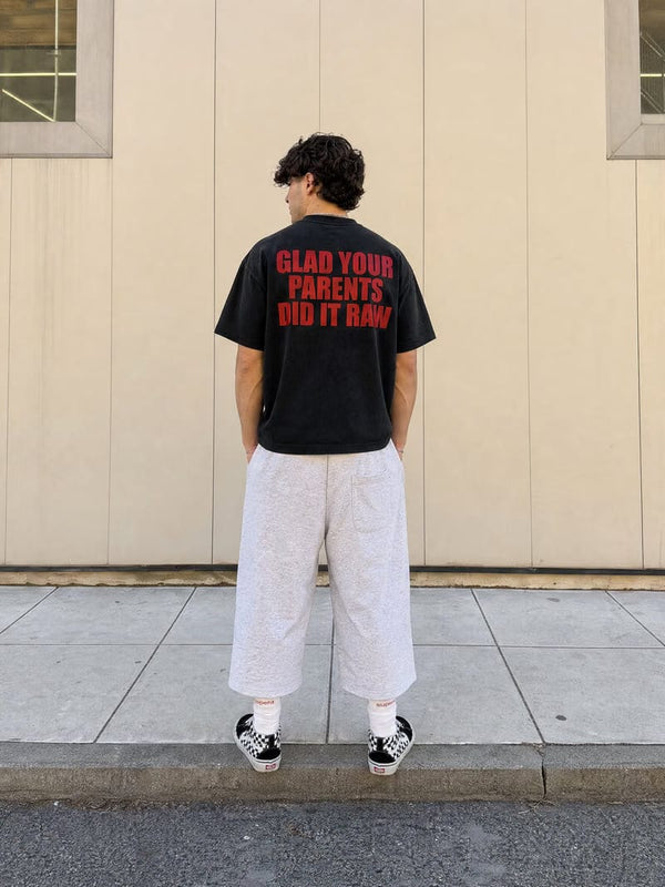 Forfksake Forfksake Glad Your Parents Did It Raw T-Shirt Black