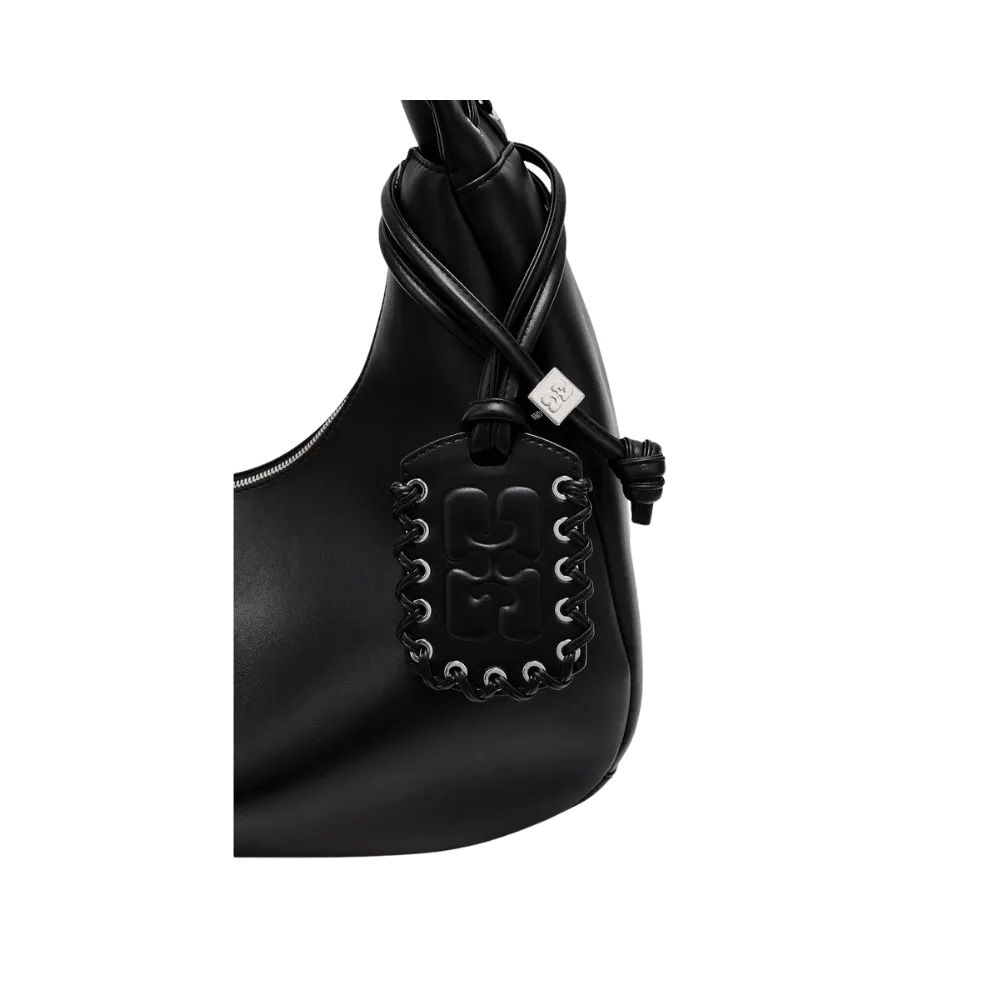 Ganni Black Medium Laces Hobo Bag
