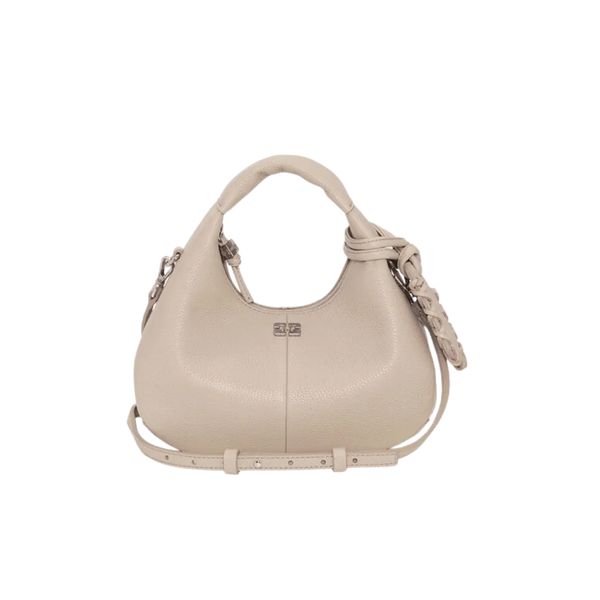 Ganni Light Grey Mini Hobo Bag