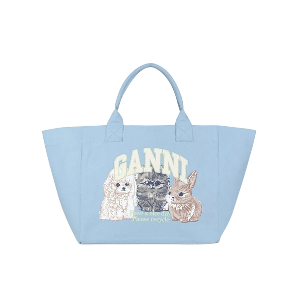 Ganni Blue XXL Animal Print Tote