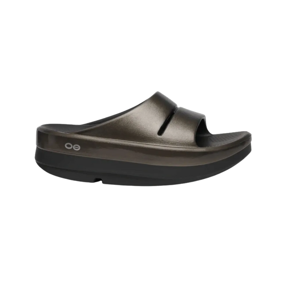 Oofos OOmega OOahh Stacked Sandal Titanium Mirror