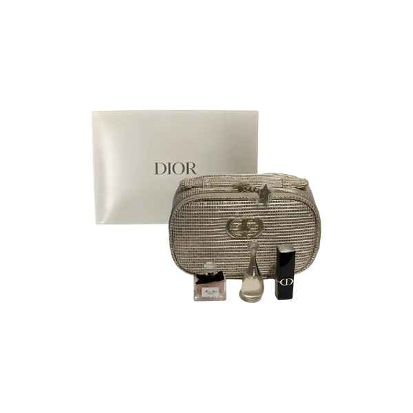 Dior Christmas Limited Edition Four Piece Set with Gold Makeup Bag