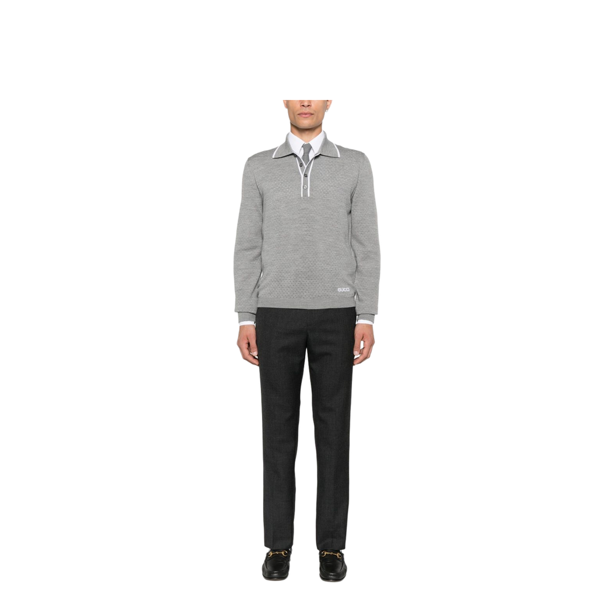 Gucci Houndstooth Wool Pant with Embroidery